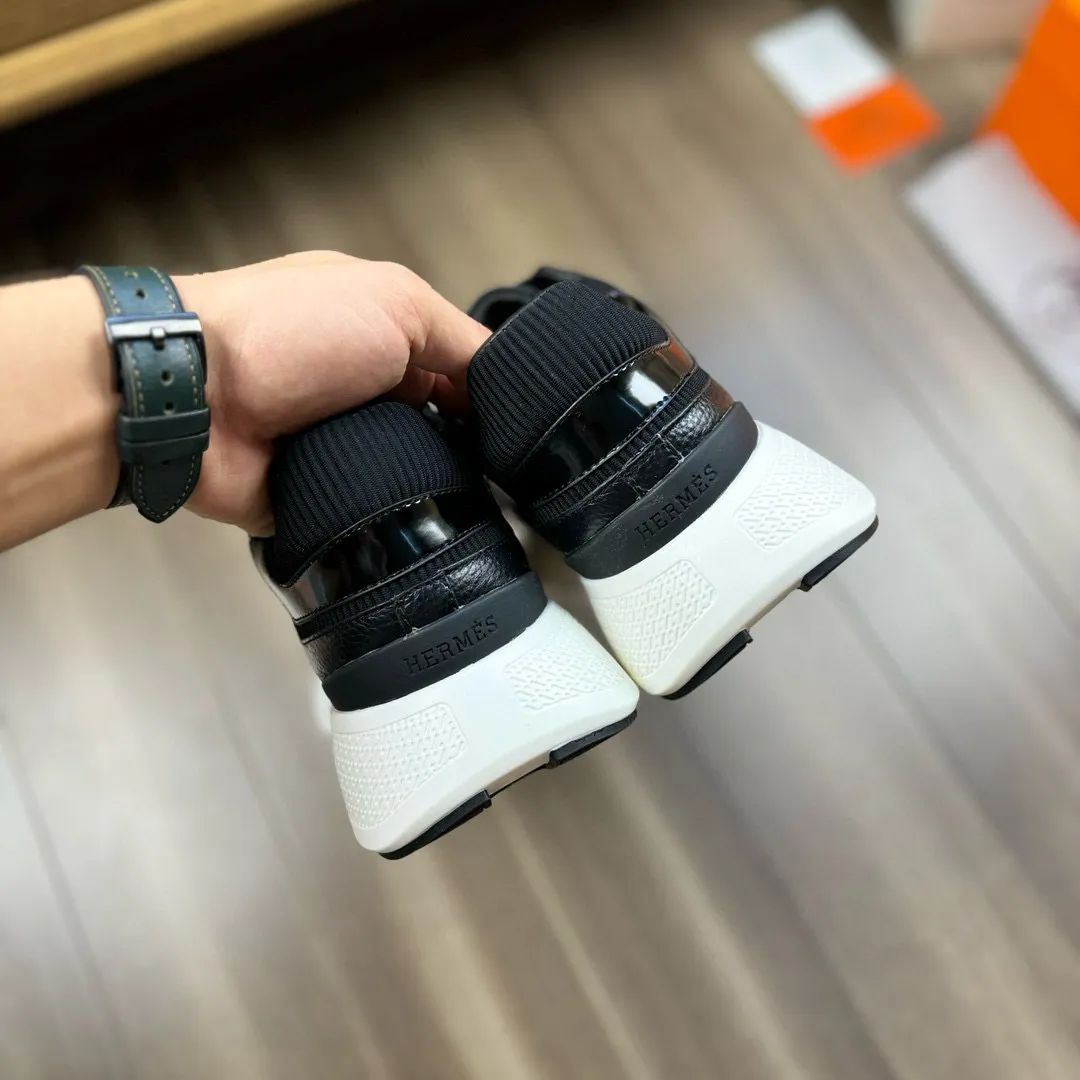[HERMES] Hermès men's shoes 💰520💰 - High-end quality original order - Upper: 🔝 tumbled calfskin, high mercerized striped fabric, sewn brand H totem - Lining: water-dyed cowhide - Outsole: ultra-light T men's shoes 💰U foam rubber; two-color molded outsole - Super high quality control, fine workmanship: highlighted (high-end, luxury, grade) -Size :38-44, (45, customized)